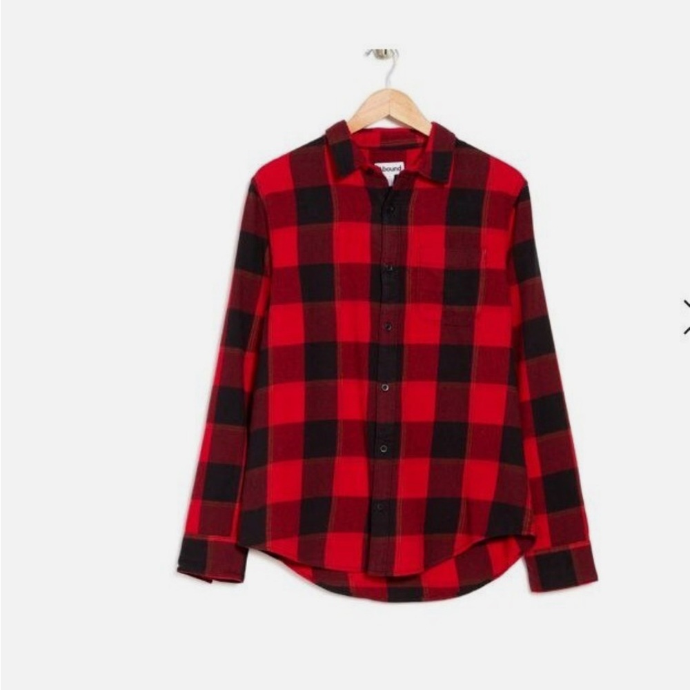 Abound Red and Black Casual Button Down Shirt NWT